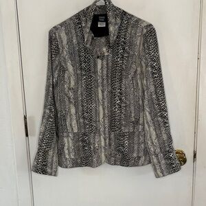 Sharon Young black white snakeskin print jacket with peplum Size 12